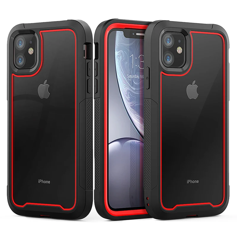 

Shockproof Armor Phone Case For iPhone 12 Transparent hybrid TPU Cover For iPhone XR XS MAX 11 Pro Max Clear Case