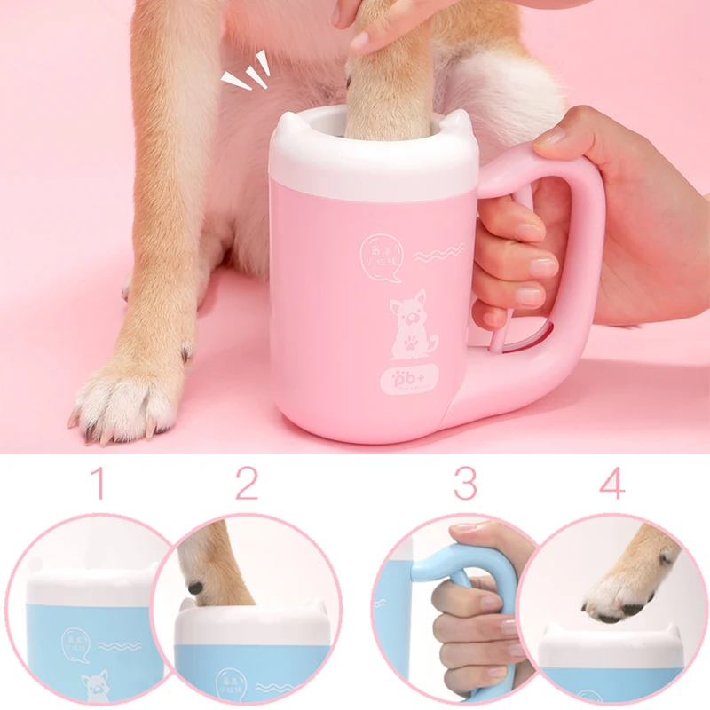 Outdoor Portable Pet Pog Paw Cleaner Cup Soft Silicone Foot Washer Clean Dog Paws One Click Manual Quick Feet Wash Cleaner