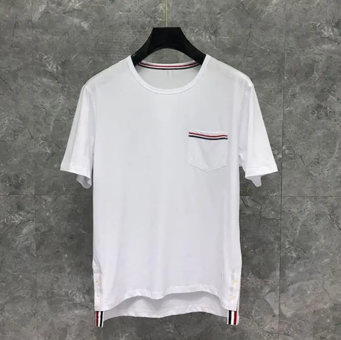 

TB 2021 Fashion THOM Brand T-Shirt Men Women Short Casual Clothing Solid Summer Couple O-neck Cotton Shirts Ins