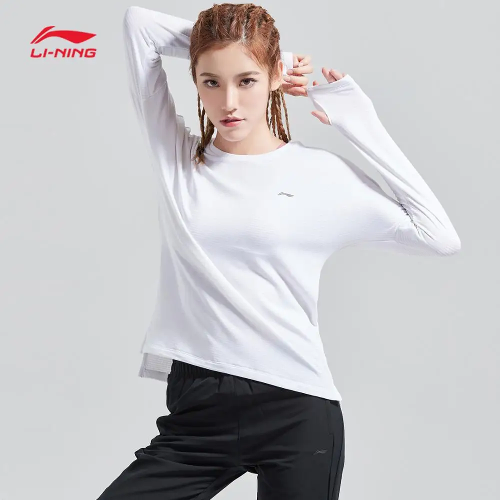 Li-Ning Women Running T-Shirt Warm Long Sleeve Shirts 95% Polyester 5% Spandex Loose Fit LiNing Sports Tops ATLN074 WTL1407