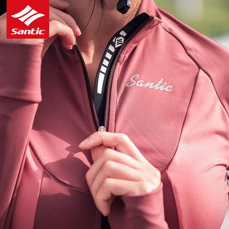 Женская куртка с длинным рукавом Santic PRO Team ветрозащитная для горного велосипеда