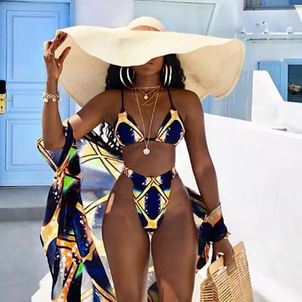 Мода 2020 бикини сексуальный купальник для женщин с принтом высокая талия бандаж