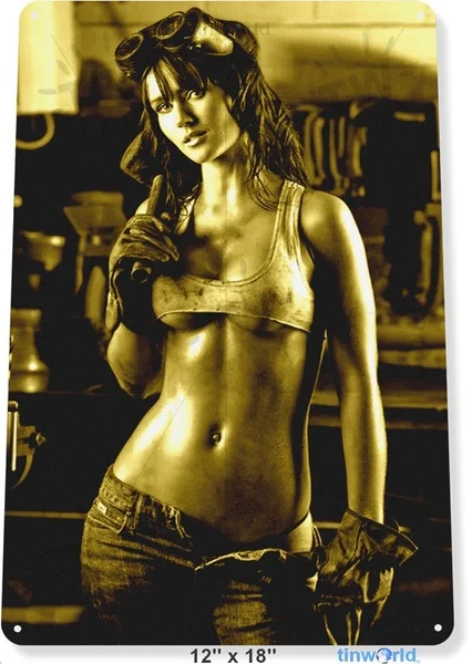 

TIN SIGN Hammer Time Pin-up Girl Auto Machine Shop Garage Welding