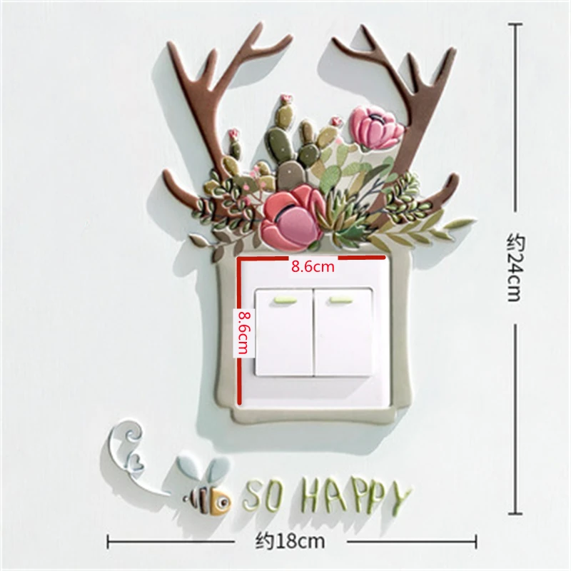 

Cartoon Animal Plant Switch Outlet Wall Sticker 3D Silicone On-off Luminous High-quality Odorless Room Decoration
