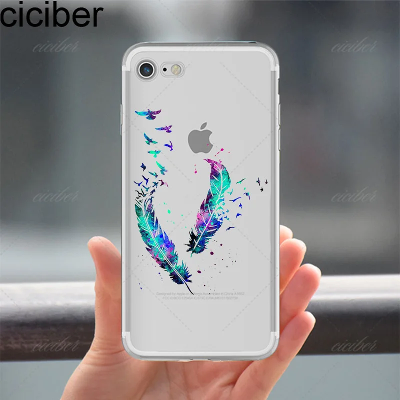 Ciciber цветной силиконовый чехол с перьями чайки для iPhone 11 Pro Max 6 6S 7 8 plus чехлы SE XR X XS