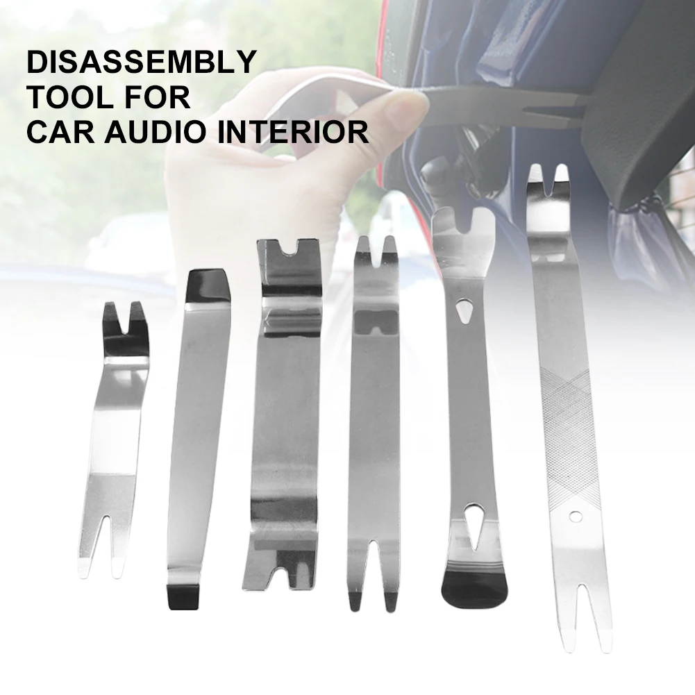 

6Pcs Trim Removal Tool Set Car Trim Puller Kit Steel Pry Tools for Door Panel Audio Stereo Terminal Fastener Remover