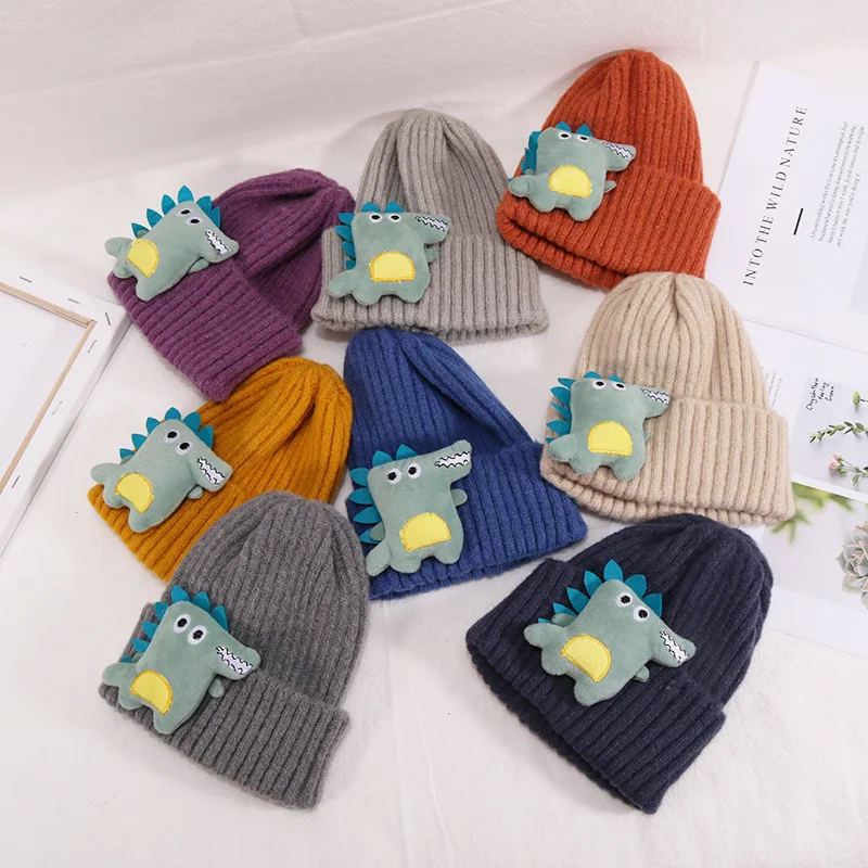 

Winter Cartoon Dinosaur Baby Hat Cap Warm Knitted Baby Girl Boy Hat Beanie Elastic Kids Hat Children Cap Bonnet