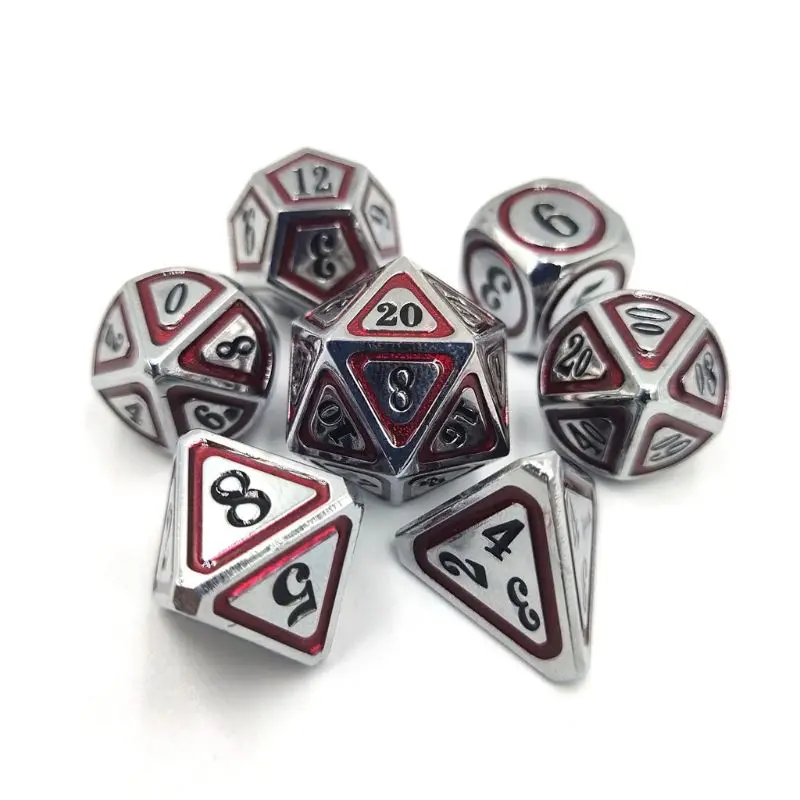 

X5QF New Metal Dice 7pcs/set RPG Dice D&D Board Game Toy D4 D6 D8 D10 D12 D20 Magic Props Polyhedral Dice