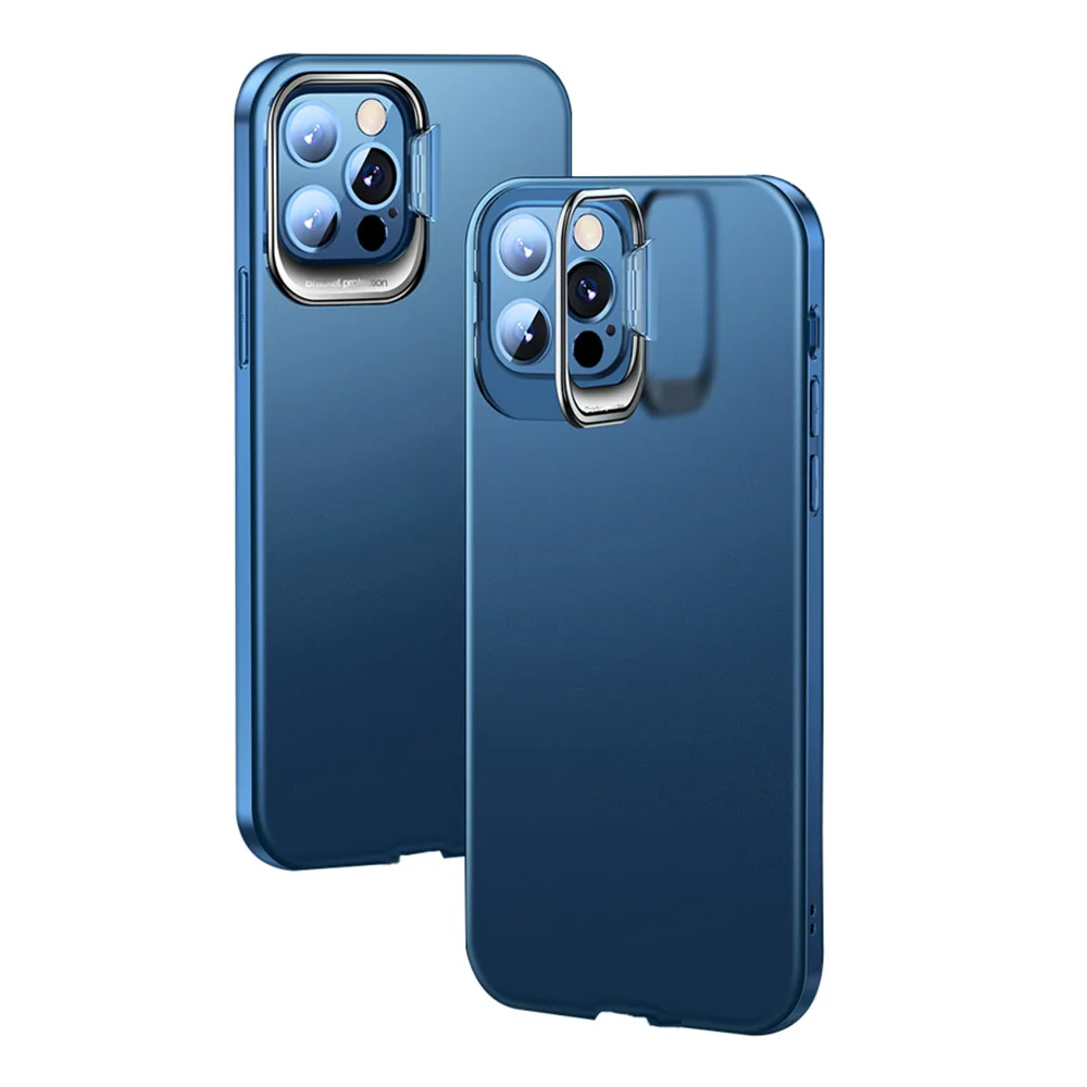 

Luxury Ultra Thin Metal Kickstand Phone Case For iPhone 12 Pro Max Hard PC Shockproof Clear Cover Funda Coque Holder