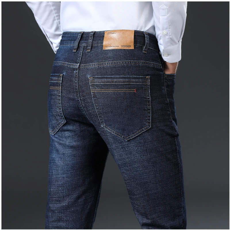 2021 Men's Clothing Autumn And Winter New Style Cotton Men's High Waist Loose Small Straight Trousers Business Casual Jeans