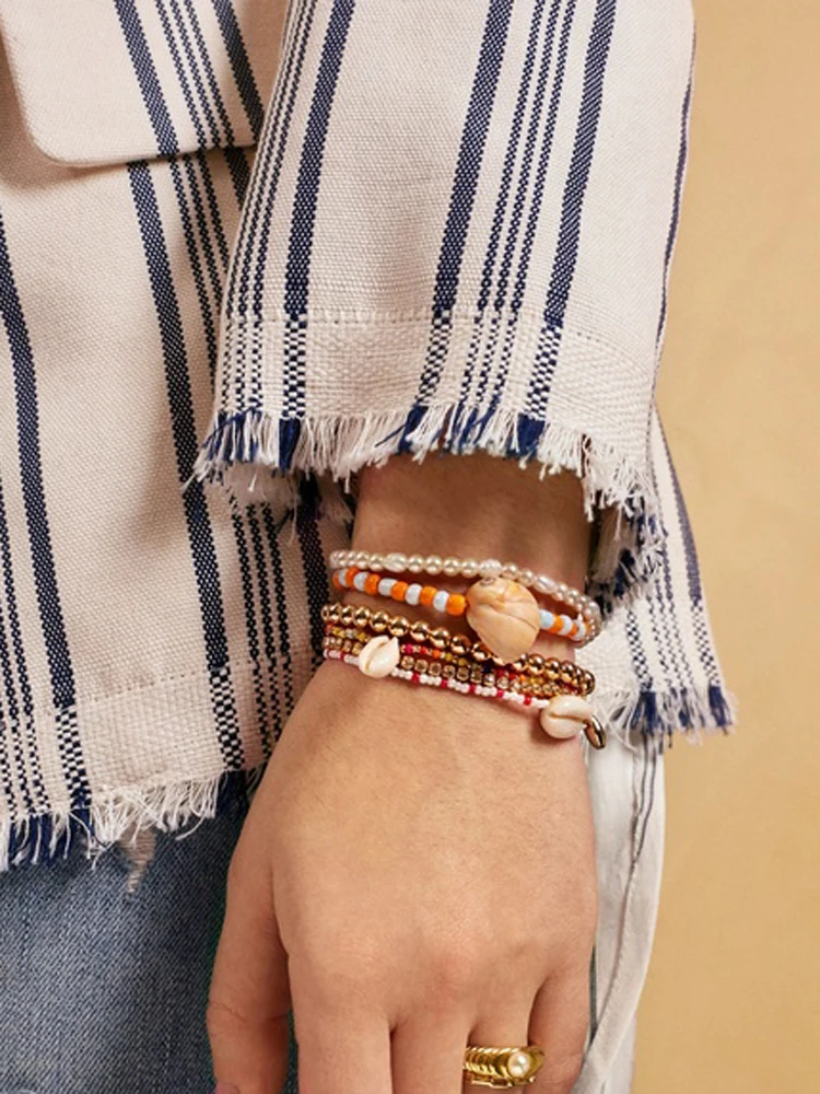 LUNA CHIAO 3 pieces/Lot Colorful Beaded Bracelet for Summer-Shell Conch Layering Stackable Set Women | Украшения и аксессуары