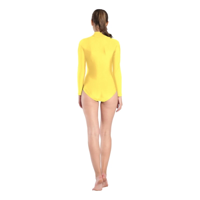 Женское гимнастическое боди из спандекса с молнией спереди и длинным рукавом |