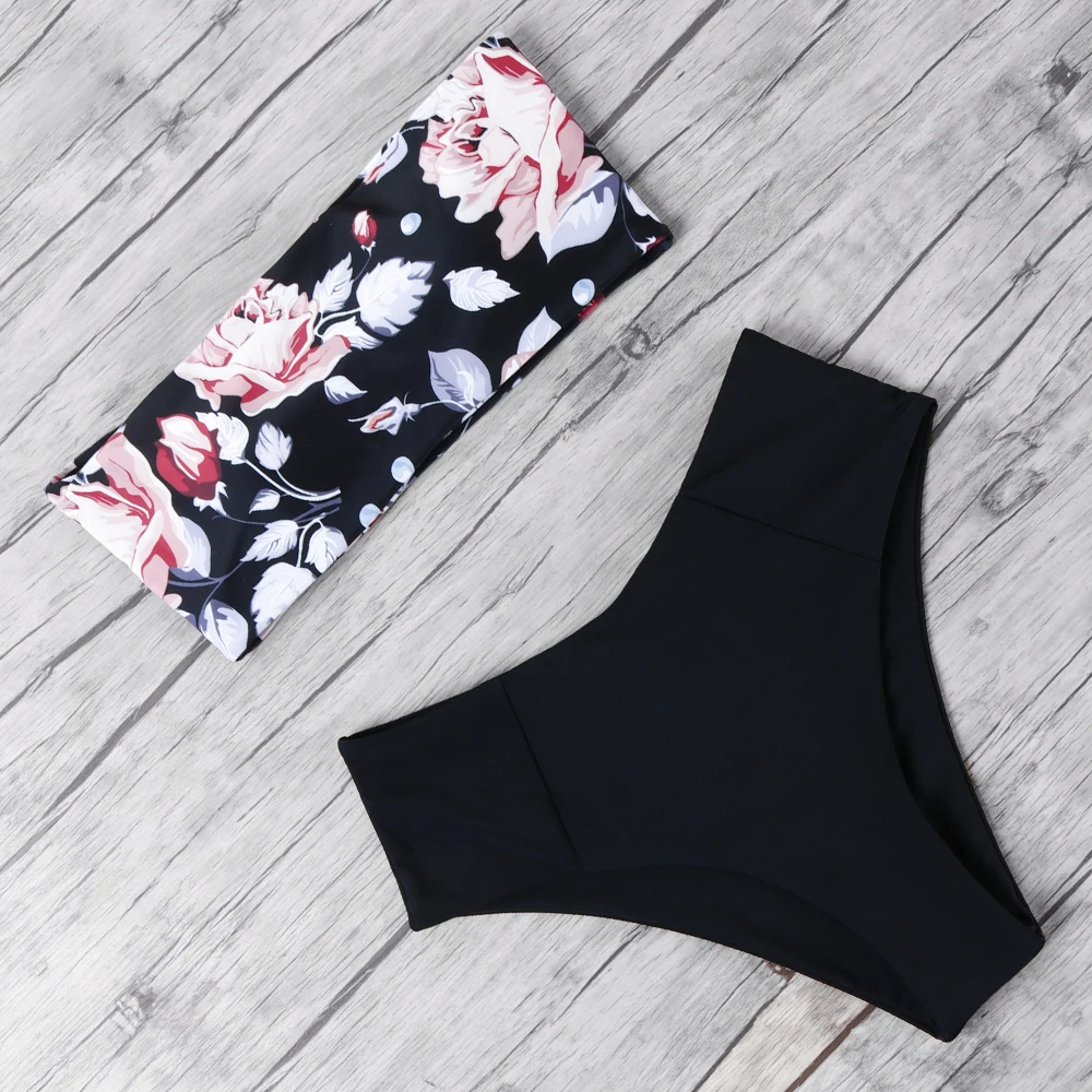 Комплект Бикини бандо 2021 с высокой талией женское бикини пуш-ап открытыми