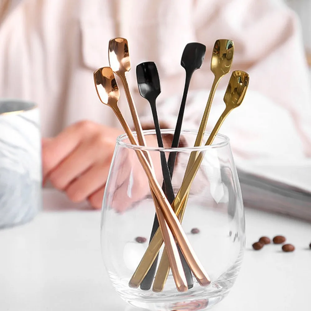 

1pc Long Handle Spoon Dessert Stainless Steel Vintage Teaspoons Drink Tableware Tea Coffee Mixing Spoon Kitchen Tableware