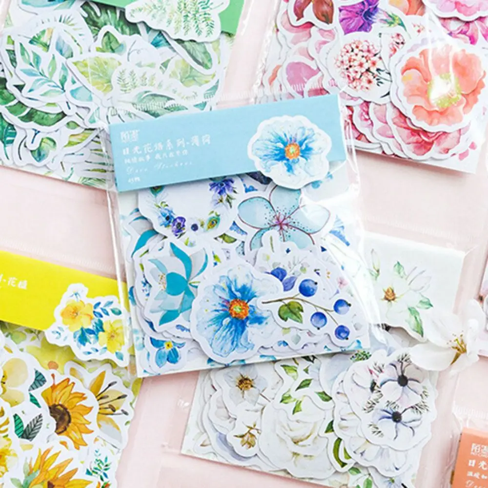 45 шт. Цветочные наклейки Kawaii Канцтовары DIY Скрапбукинг фото альбомы журнал милые