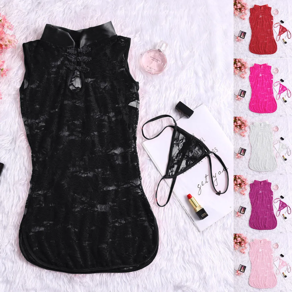 Модное Ночное платье женское сексуальное ночное белье кружевное рукав нижнее