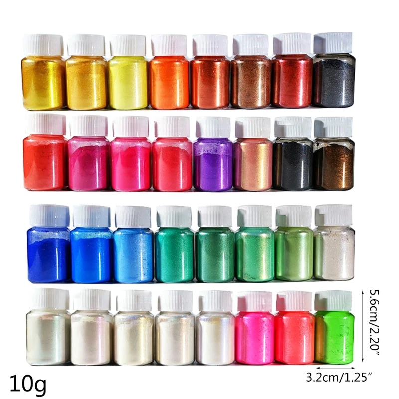 

32 Colors Cosmetic Grade Pearlescent Natural Mica Mineral Powder Epoxy Resin Dye Pearl Pigment T8DE