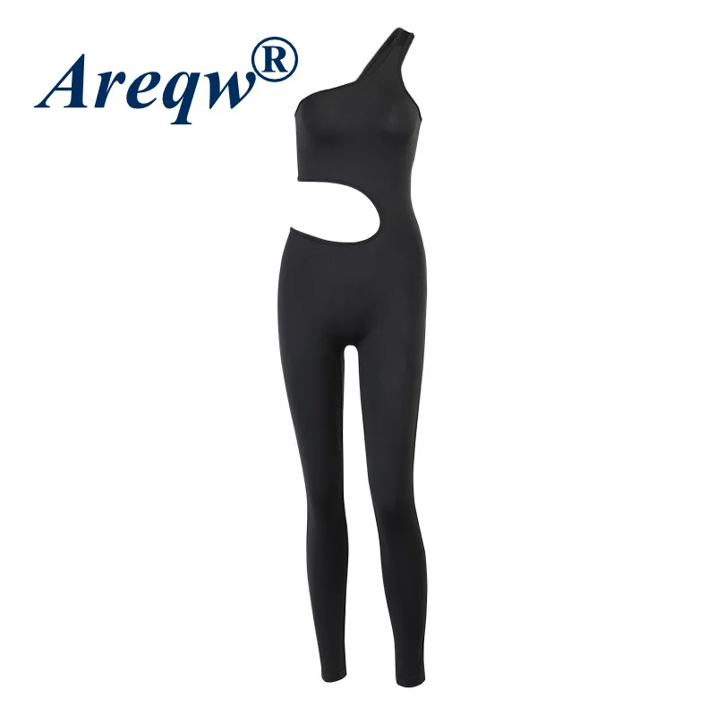

Navel Crop Jumpsuit Women 2021 Fashion Personality Slim Slanted Shoulder Trousers