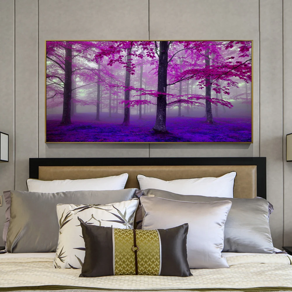 Большая фиолетовая Бриллиантовая живопись картина ручной работы вышивка