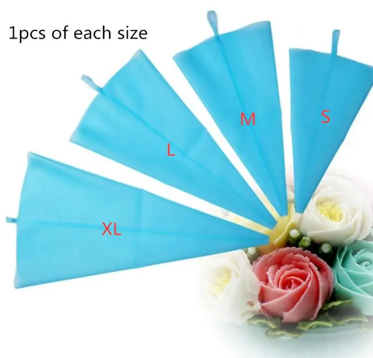 4pcs piping bag Русский трубопровод советы Обледенение Трубопроводы Советы Набор различные дизайн украшения торта принадлежности сопла муфта трубопровод мешок Кондитерские инструменты - Цвет: 4pcs piping bag