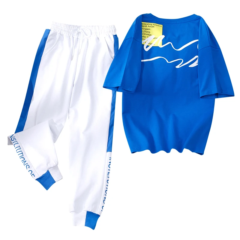 Женский спортивный костюм с коротким рукавом летний комплект из двух предметов