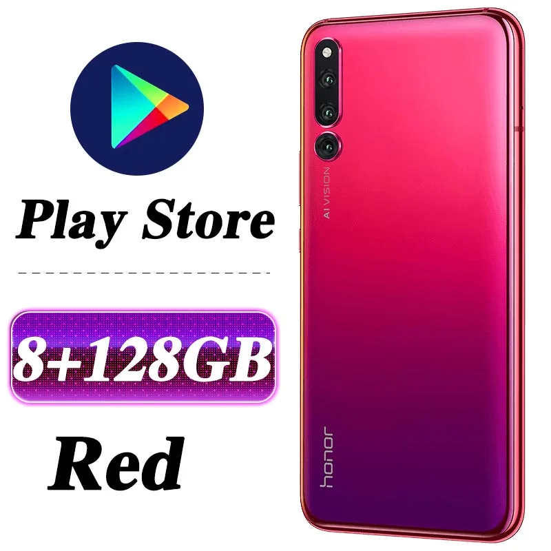 HONOR Magic 2, мобильный телефон, 6,39 дюймов, 8 ГБ, 128 ГБ, Kirin 980, четыре ядра, Android 9,0, In-Sceen, отпечаток пальца - Цвет: 8G 128G Red