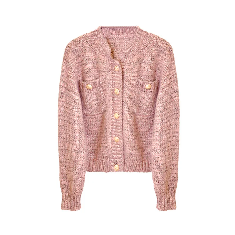 

Heartbeat lazy knit sweater women autumn and winter 2021 new all-match cardigan jacket loose outer wear