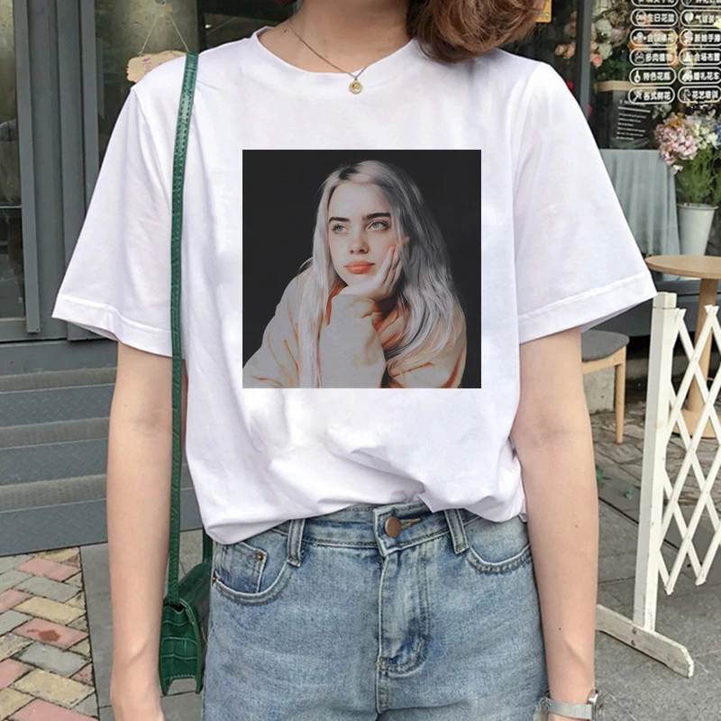 4003 Billie Eilish Harajuku графическая модная футболка для женщин 90s хип-хоп Ullzang футболка Bad Guy забавная футболка buy Friend Топ Футболка женская - Цвет: 4003