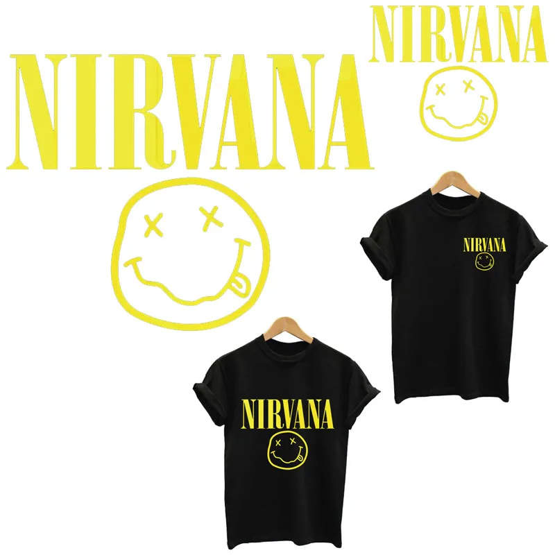 Полоски на одежде Nirvana наклейки гладить на патчи термочувствительный патч применение одного глажки печать для одежды Топы