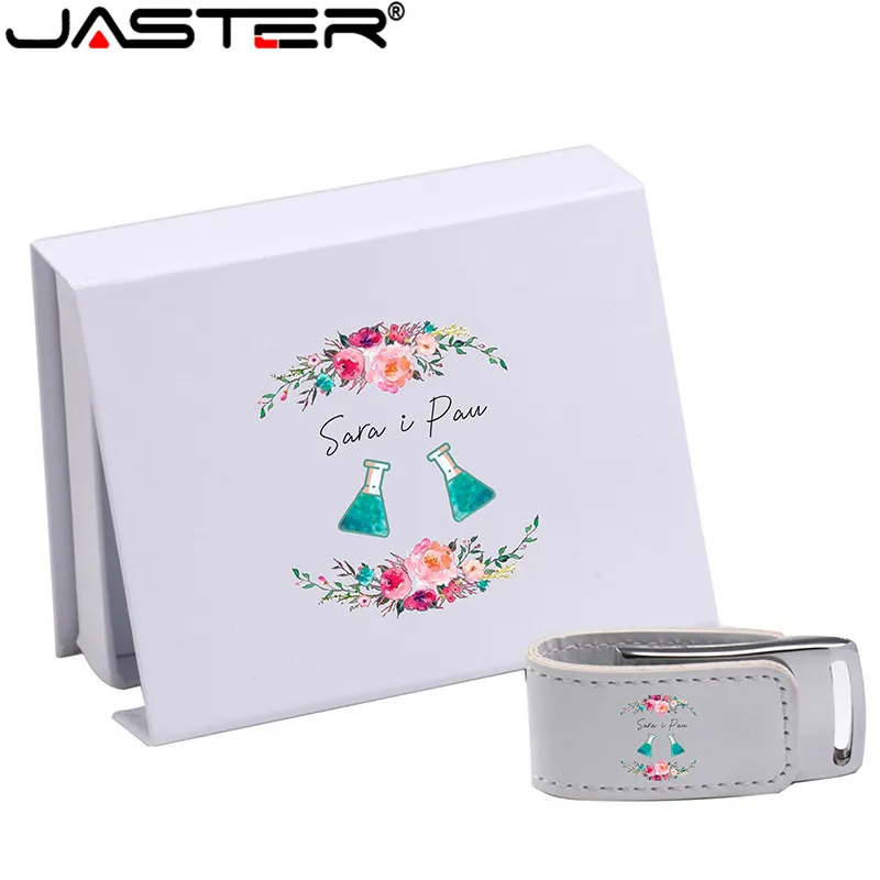JASTER (более 10 шт. бесплатный логотип) USB 2 0 белая кожа + коробка флэш накопитель usb 4