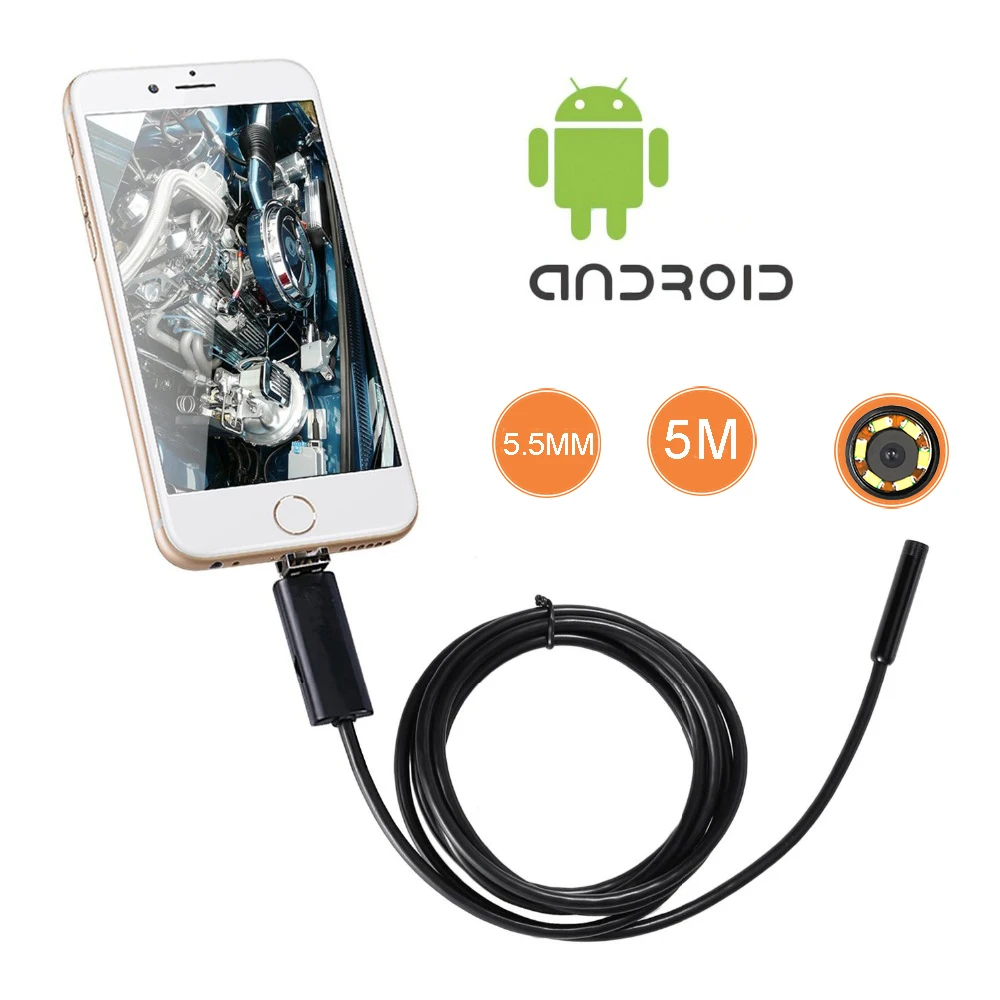 5 M HD Android эндоскопическая камера мм мягкий кабельный доскоп ПК USB бороскоп видео