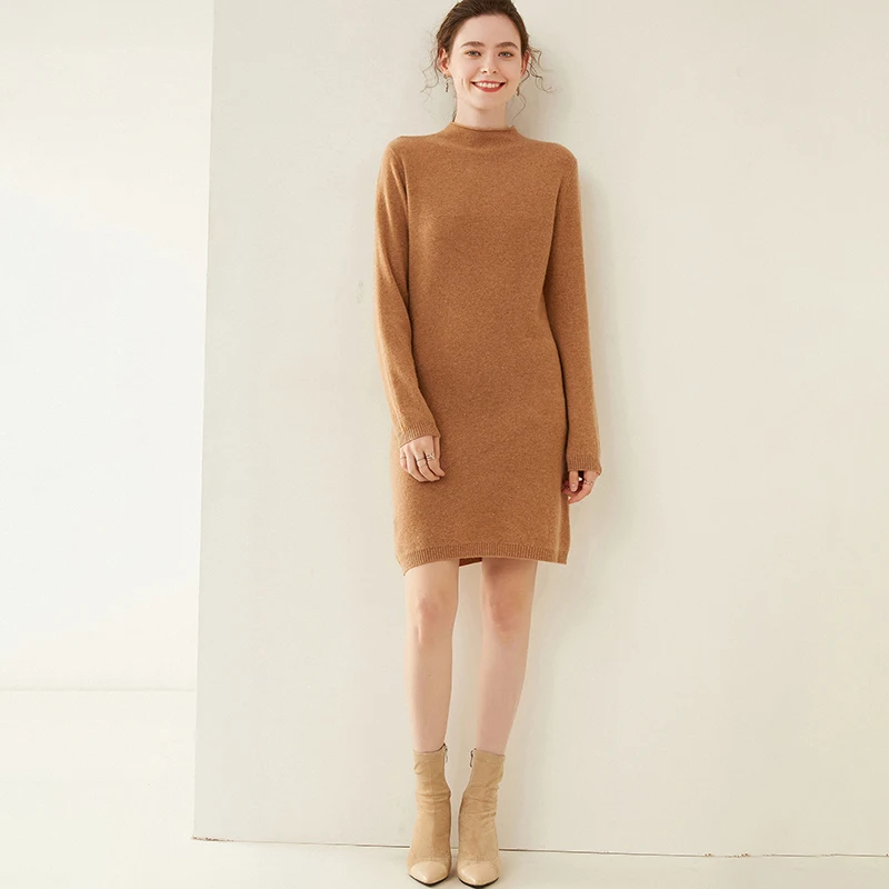 Осенне-зимнее Новое модное кашемировое платье женская нижняя рубашка | Женская