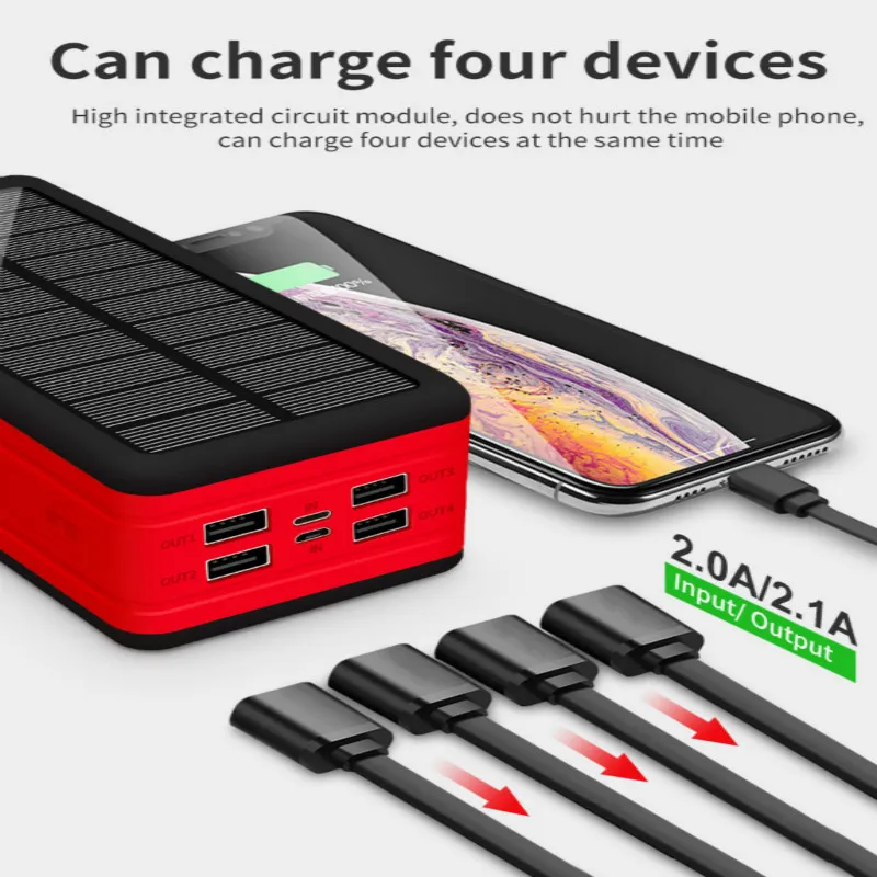 solar wireless power bank 99000mah portable charger quick charger sos led light rechargeable external battery for xiaomi iphone free global shipping