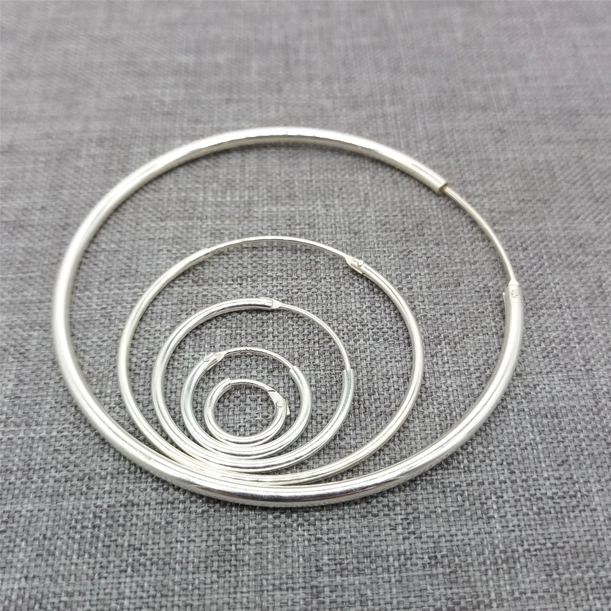 

925 Sterling Silver Endless Hoop Earrings Ear Wire Hoops 8mm 10mm 13mm 20mm 30mm 50mm