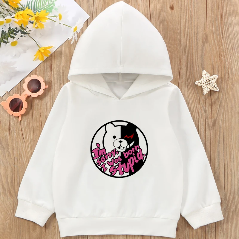 

New Anime Danganronpa Monokuma Printed Child Hoodie Fashion Casual Long Sleeve Tops Harajuku Kids Streetwear Sweatshirt Clothing