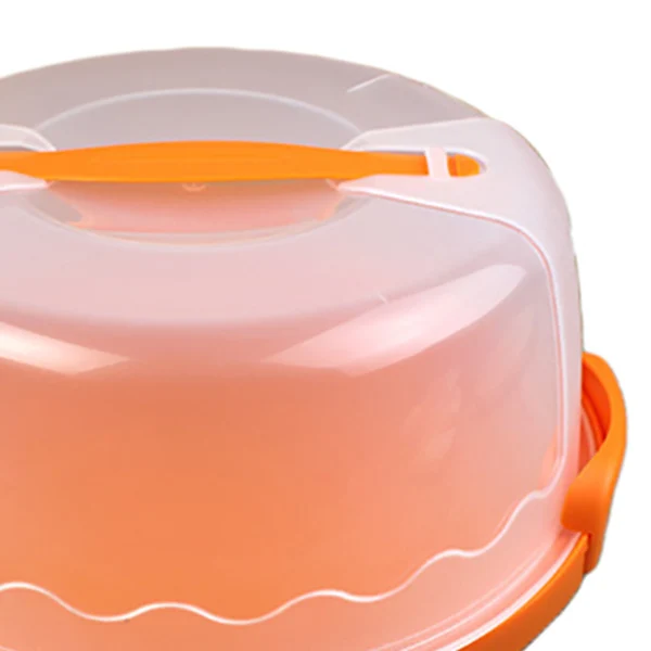

Round Cake Carrier Handheld Plastic Pastry Storage Holder Dessert Container Cover Case Birthday Wedding Party Supplies Orange
