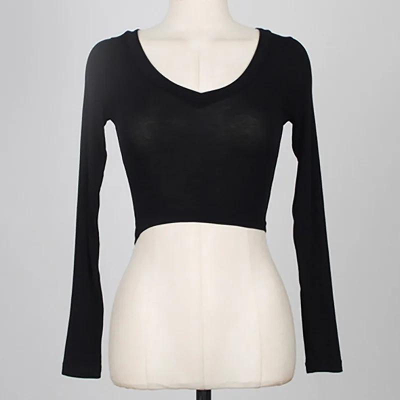 

WOMENGAGA Five Colors Pink Autumn New Top Women's Korean V-neck Sexy Long Sleeve T-shirt Tight Bottoming Summer Big Bust FQ3E