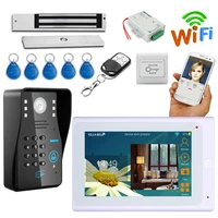 7 video doorbell system video door phone intercom kits password keypad rfid card 180kg electric magnetic lock wiredwireless