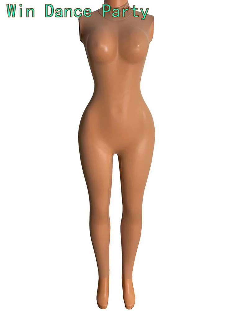 Осенне-зимний комбинезон с длинным рукавом для женщин, сексуальный, короткая юбка бодикон, монобельё, коричневого цвета, сетчатый материал.