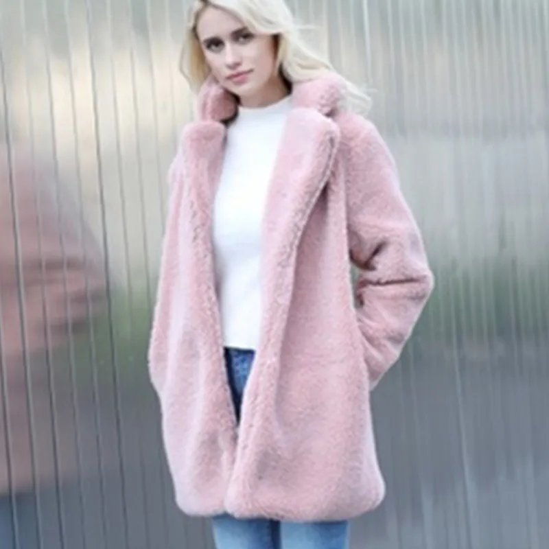 Зимнее новое пальто из искусственного меха для девушек большой размер свободное