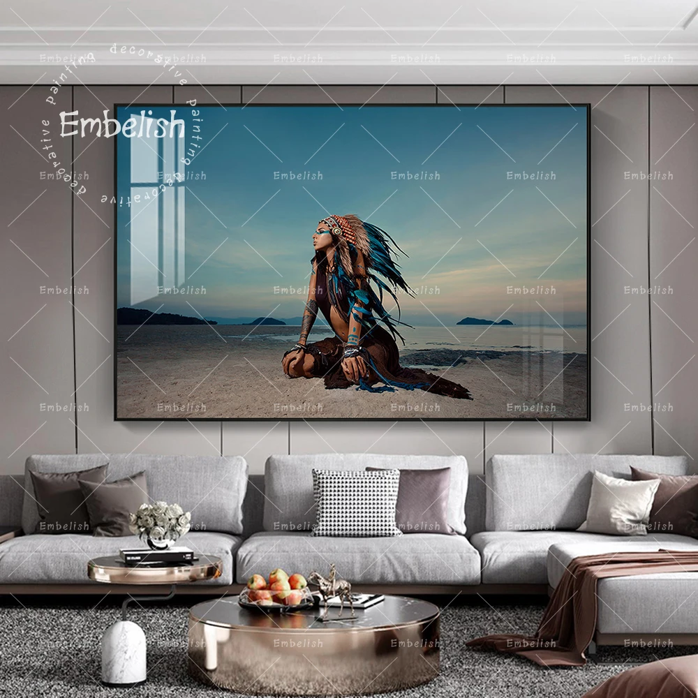 

Embelish Sexy Indian woman At Sunset Modern Kitchen Home Decor Posters For Living Room Wall Pictures HD Spray Canvas Paintings