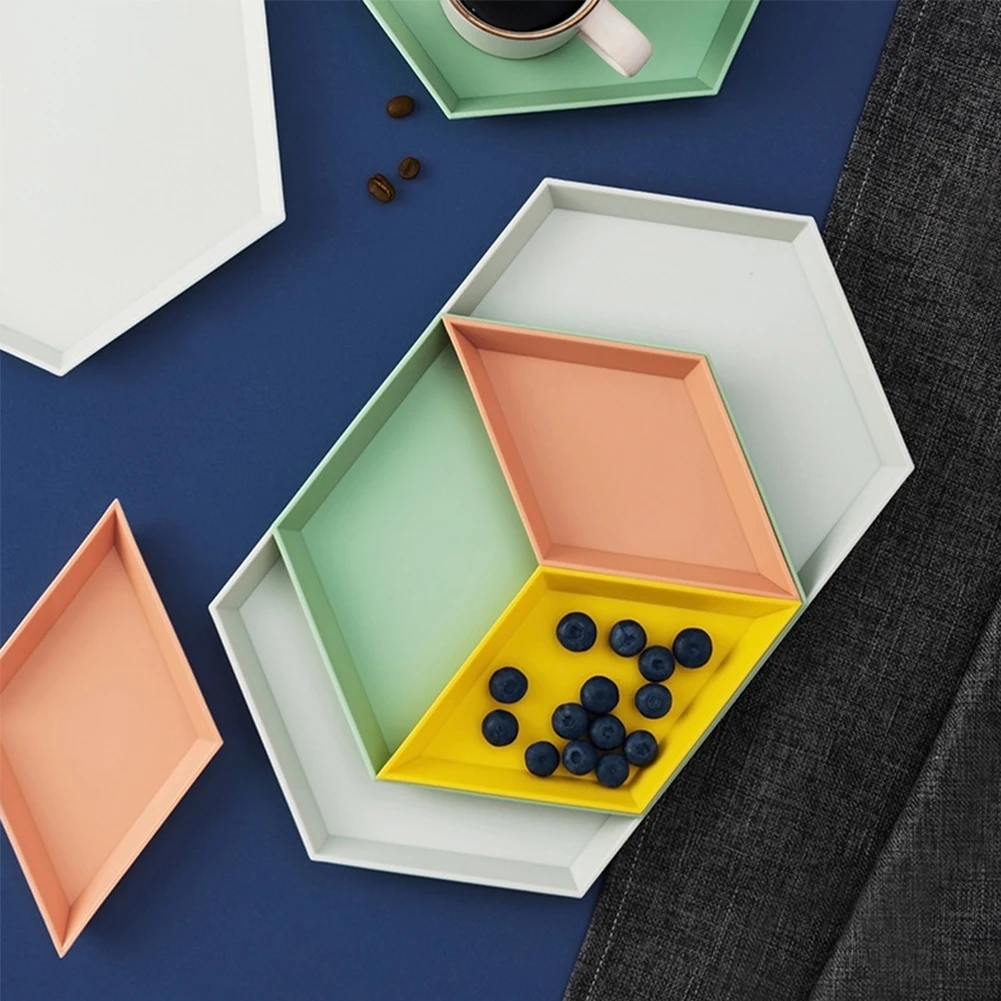 4 Geometric Tea tray color fruit plate desktop combination storage removable Storage jewelry | Дом и сад