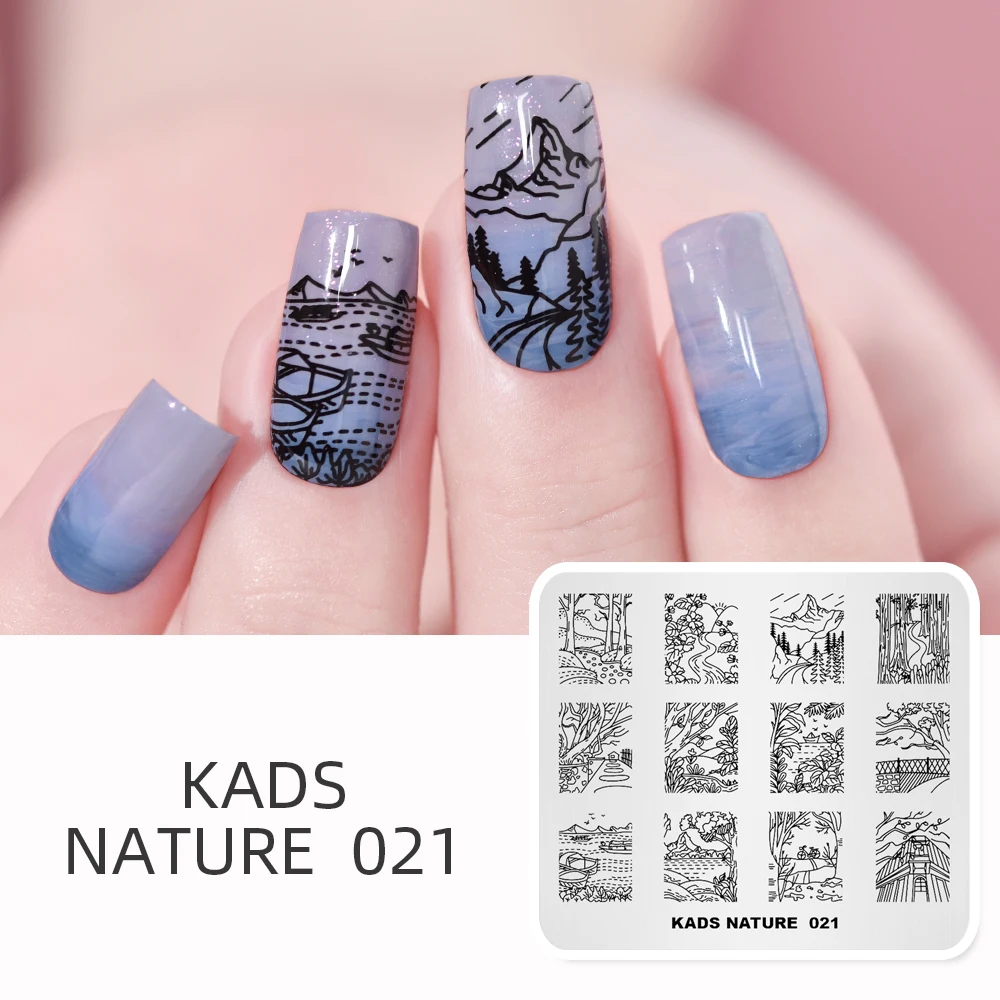 KADS природа река и лодка пластины для штамповки ногтей шаблон нержавеющей стали