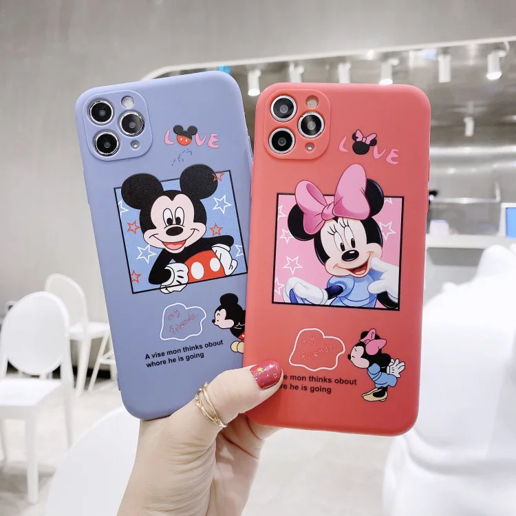 

Disney Minnie Mickey cartoon Mobile phone case for iPhone 7/8 plus x/xs xr xsmax 11 pro max 12pro max 12mini Couples phone cover