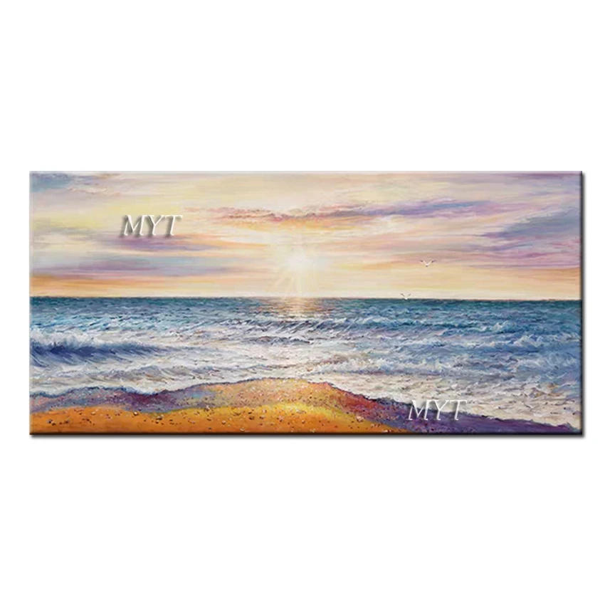 Красивое море и песок на закате 100% современная картина маслом ручной работы