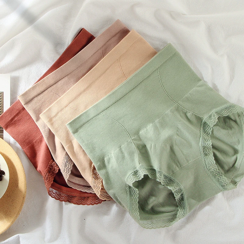 

4 шт./упак. графеновой батареи с высокой талией Нижнее белье Для женщин кружева животик 95 хлопок с заниженным шаговым швом хип-Лифт талии Мод...