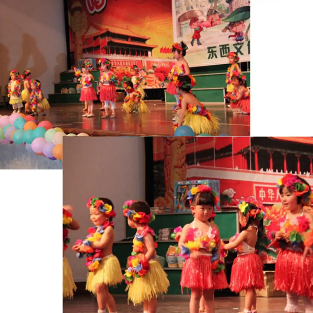 Гавайская луана Хула Трава юбка с цветочным костюмом набор для танцев