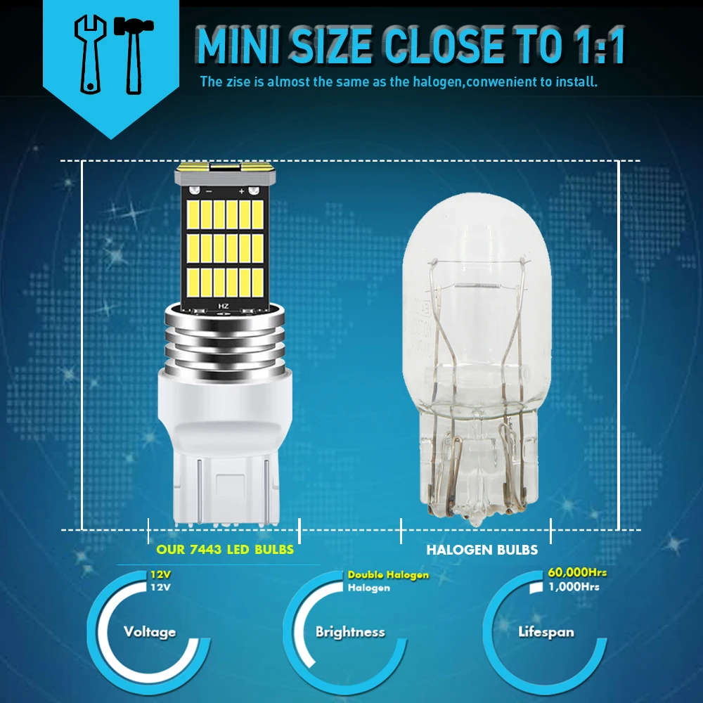 Дневные ходовые огни 4X T20 7443 W21/5W DRL светодиодный ные автомобильные лампы для Lada Vesta