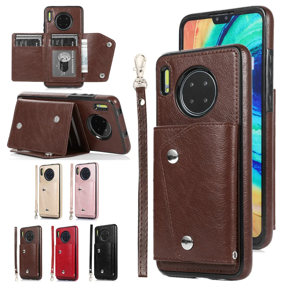 

Case for Huawei P30 P40 Mate 20 30 40 Pro Lite P Smart 2019 2021 Luxury Leather Wallet with Strap Cards Holder Phone Bags Cover
