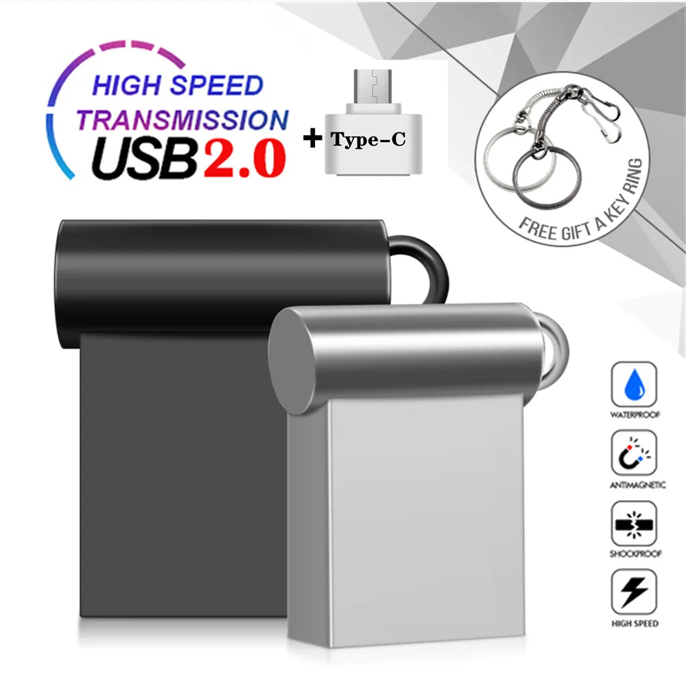 Супермаленький металлический флэш-накопитель Usb Type-C флешка на 32 ГБ